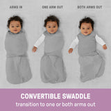 SwaddleMe by Ingenuity Arms Free Convertible Baby Swaddle, Size 3-6 Months, 14-18 Pounds - Dashed Lines