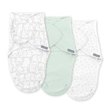 SwaddleMe by Ingenuity Monogram Collection Baby Swaddle, 100% Cotton, 0-3 Months, 1.0 TOG, 3-Pack - Elephant Dance