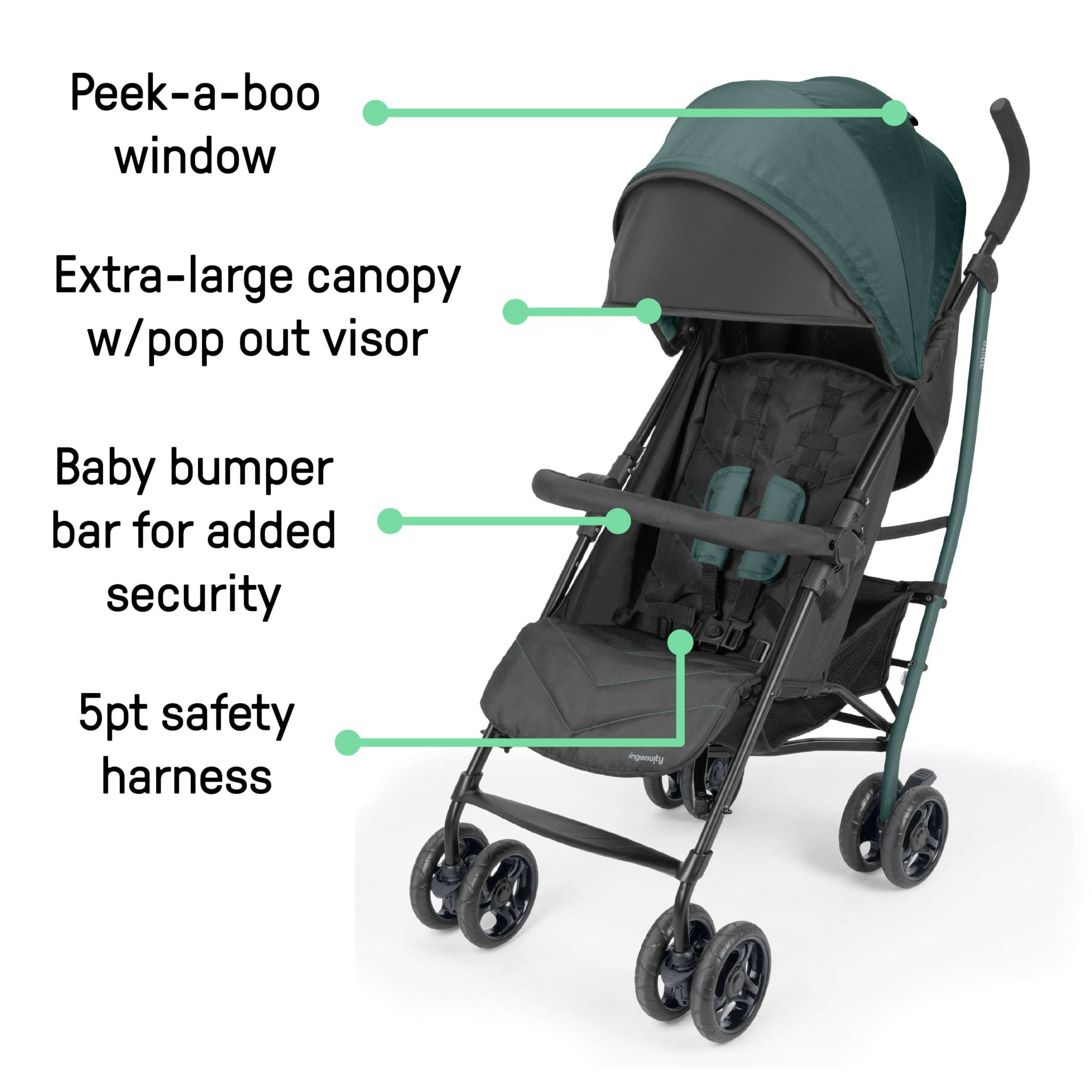 umbrella stroller recline Ingenuity 3Dlite Jewel Convenience Stroller