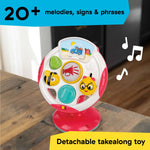 Baby Einstein Snack & Steer Learn-to-Dine Feeding Seat with removable steering wheel toy and compact booster design for ages 6-36 months