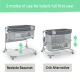 Ingenuity Dream and Grow Bedside Bassinet with breathable mesh sides and adjustable frame for newborns to 12 months