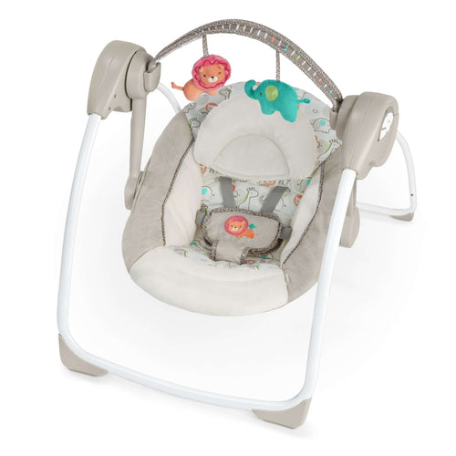 Ingenuity Soothe 'n Delight portable baby swing with music and plush Cozy Kingdom design