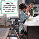 Proper Positioner Create Up multi-mode deluxe folding high chair with adjustable ergonomic design and removable tray