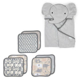 Ingenuity Clean & Cuddly Hooded Character Towel - Grazer & Clean & Cuddly 6-Pack Terry Washcloth Set - Grazer & Clean
