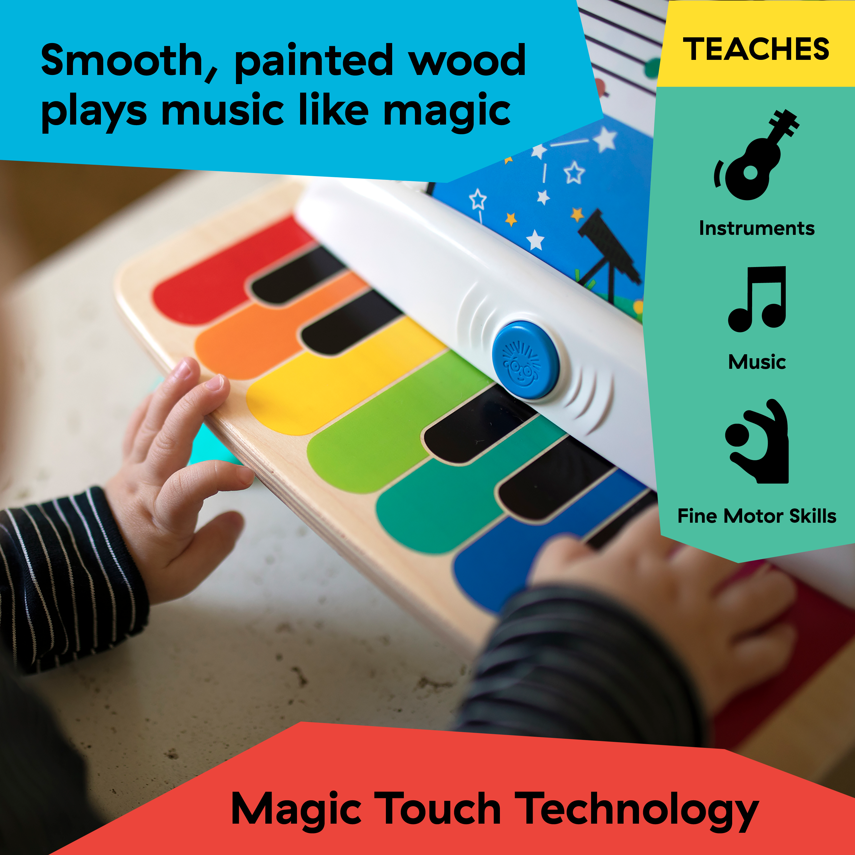 Baby Einstein Magic Touch Piano wooden toddler musical toy with color-coded keys and volume control
