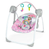 Bright Starts Pink Paradise Portable Swing with toy bar and recline positions for babies