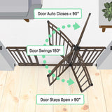 Ingenuity The Doorway bronze metal baby and pet safety gate with hold-open and auto-close features