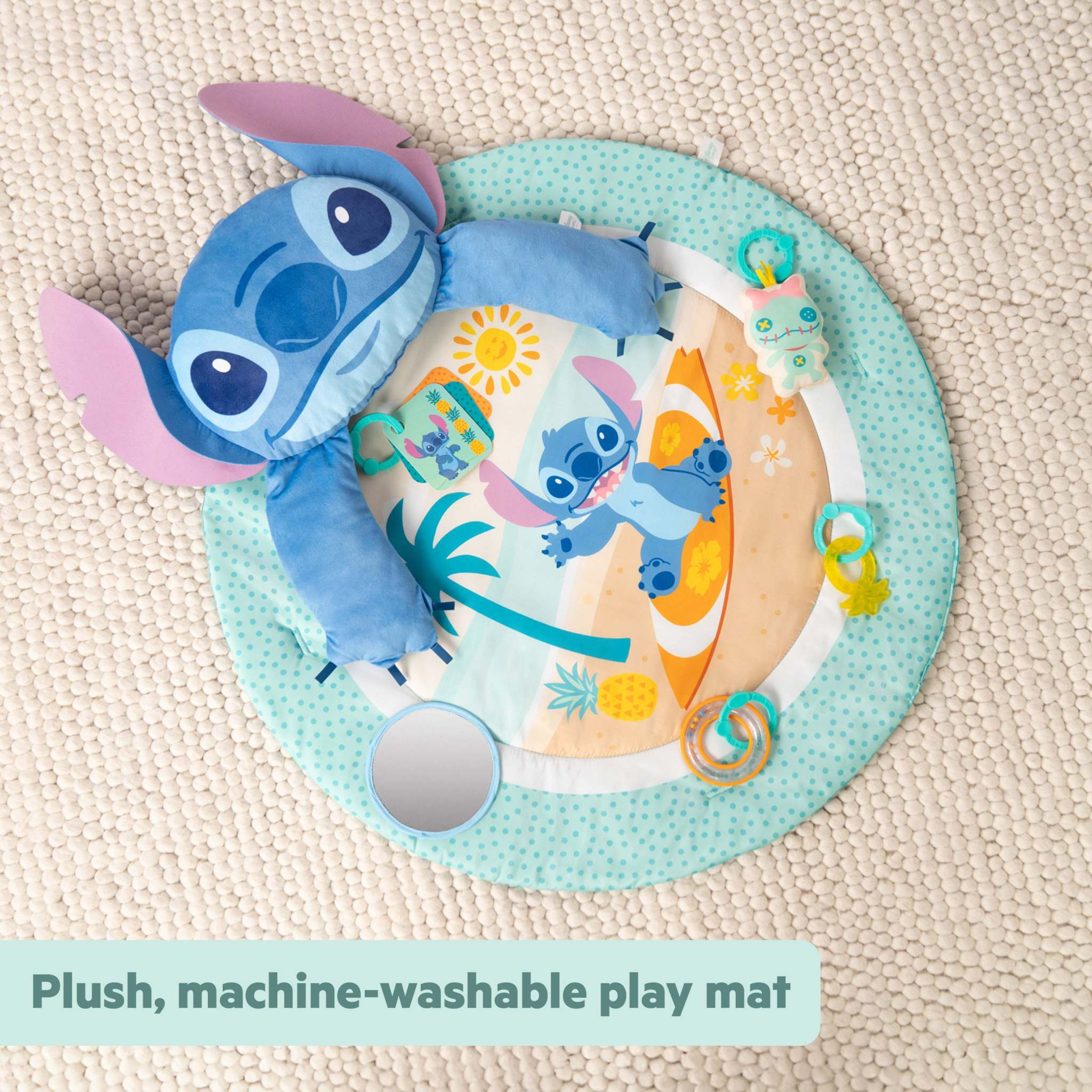 Disney Baby Stitch Party in Paradise Activity Gym with plush toys and tropical design for infants