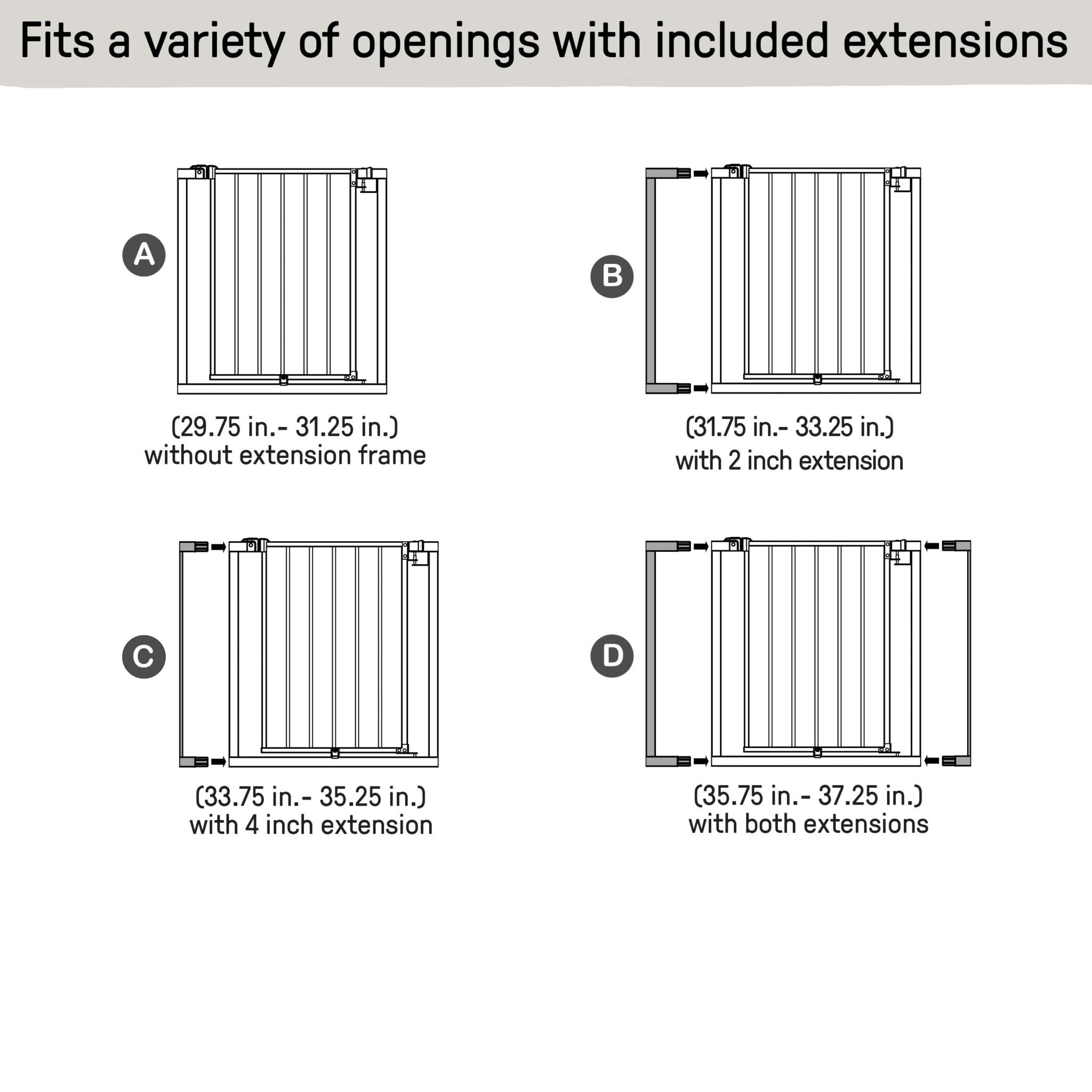 Ingenuity The Doorway 37W Series white metal pet and baby safety gate with Quad Cam-Lock system
