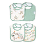 Ingenuity Easy Eater 4-Pack Absorbent Terry-Backed Cotton Baby Bib Set for Eating or Teething - Canopy