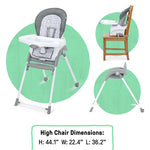 Trio Foldaway 6-in-1 High Chair in Endless Blooms with adjustable footrest and easy-clean fabrics