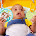 Bright Starts Safari Fun Vibrating Bouncer with toy bar and jungle theme for babies