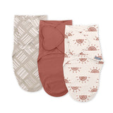 SwaddleMe by Ingenuity Monogram Collection Baby Swaddle, 100% Cotton, 0-3 Months, 1.0 TOG, 3-Pack - Rising Sun