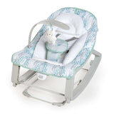Keep Cozy Baby Bouncer 3-in-1 infant to toddler rocker seat in spruce color with plush toy and reclining positions