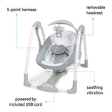 Ingenuity ConvertMe 2-in-1 Compact Portable Baby Swing 2 Infant Seat, Swell