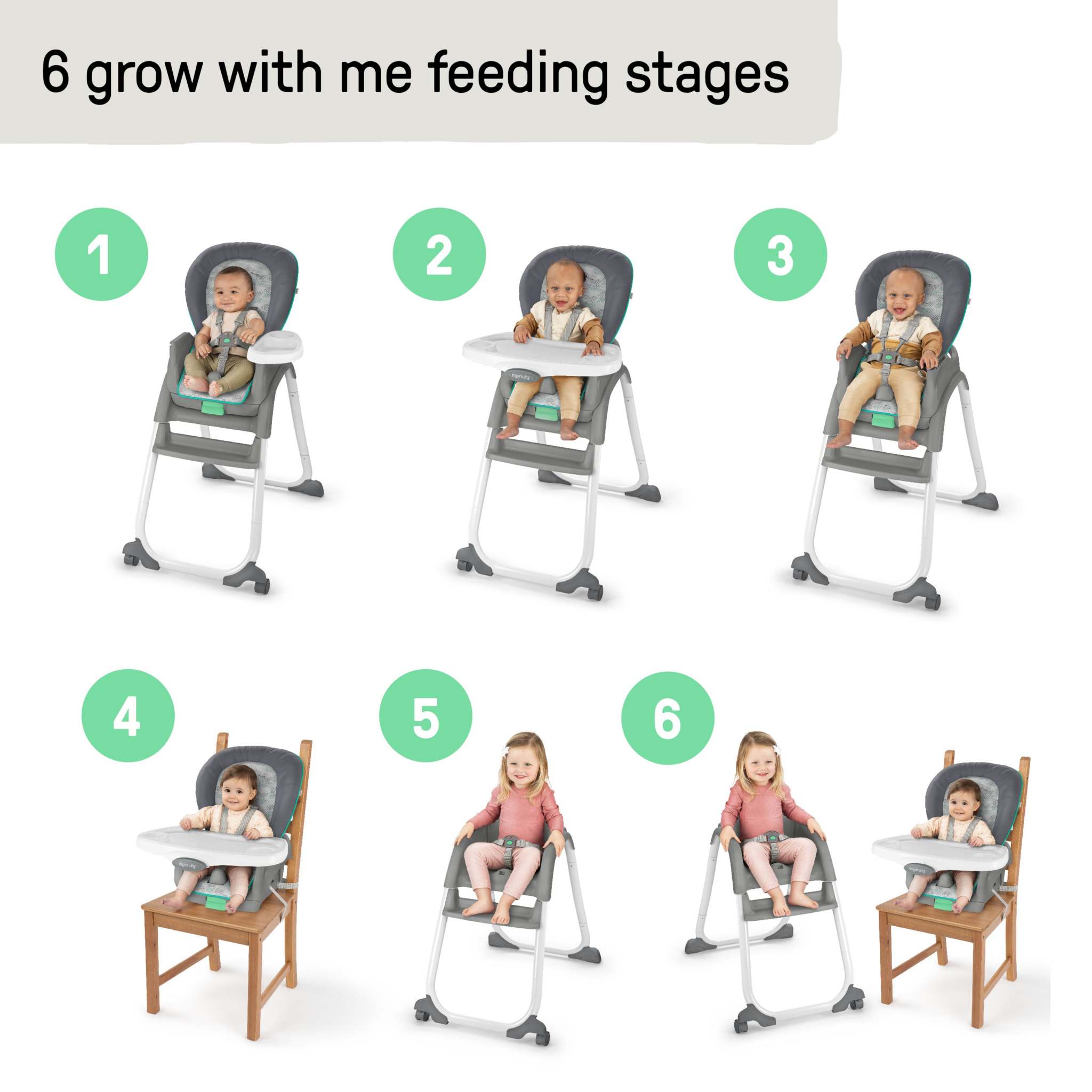 Ingenuity Full Course Convertible 6-in-1 High Chair in Astro
