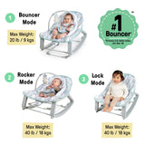 Keep Cozy Baby Bouncer 3-in-1 rocker and seat in spruce color with plush bunny toy
