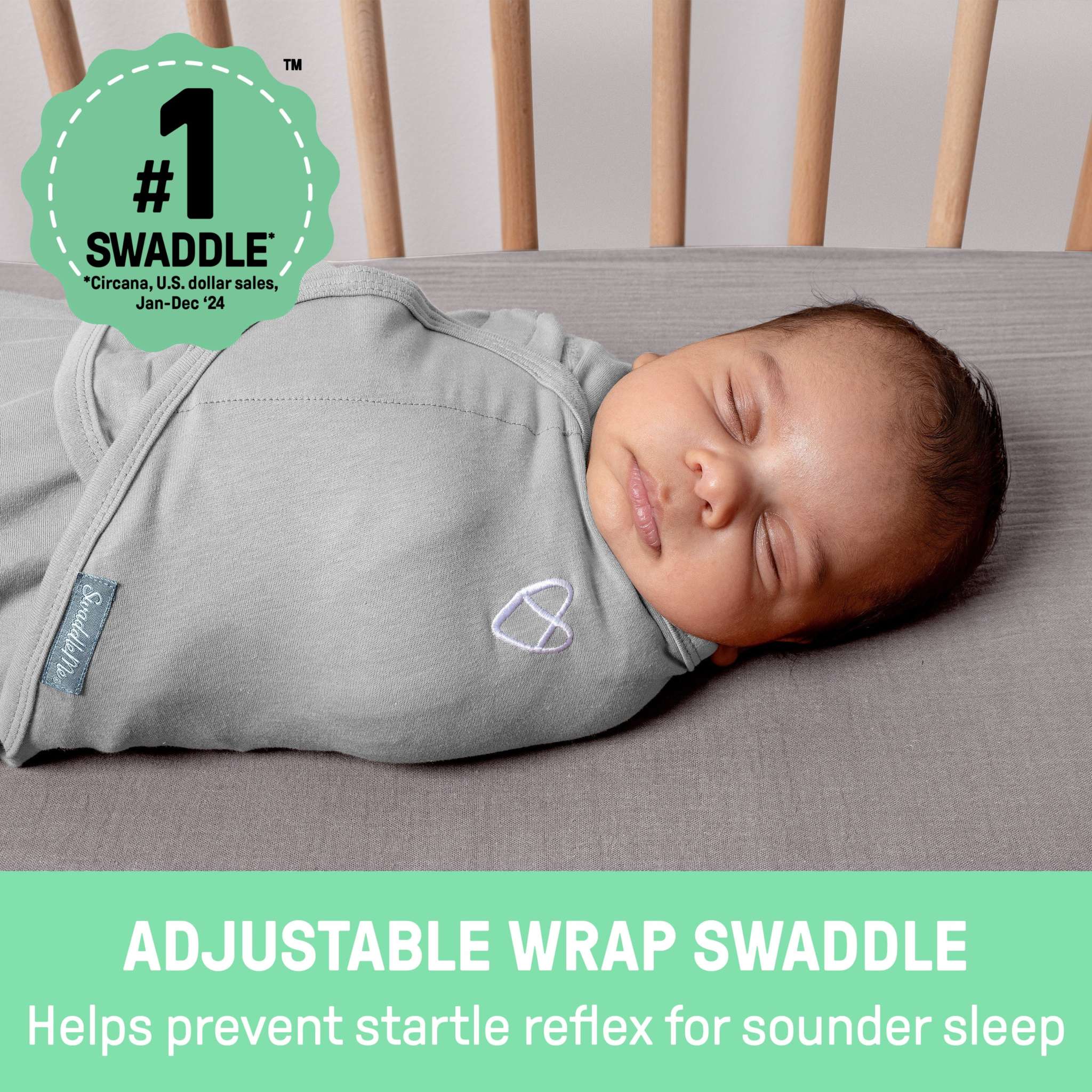 SwaddleMe by Ingenuity Original Swaddle in Peekaboo Sloth design, size 0-3 months, 2-pack, 100% cotton, for infant comfort and security.