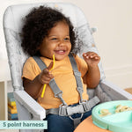 Winnie the Pooh Compact High Chair with foldable design and 3-section Twist N Dine plate for baby self-feeding