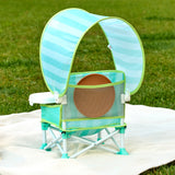 Bright Starts Pop 'N Sit Cabana Portable Booster Chair with UPF Canopy, Indoor/Outdoor, Teal, 6 Mos - 3 Yrs