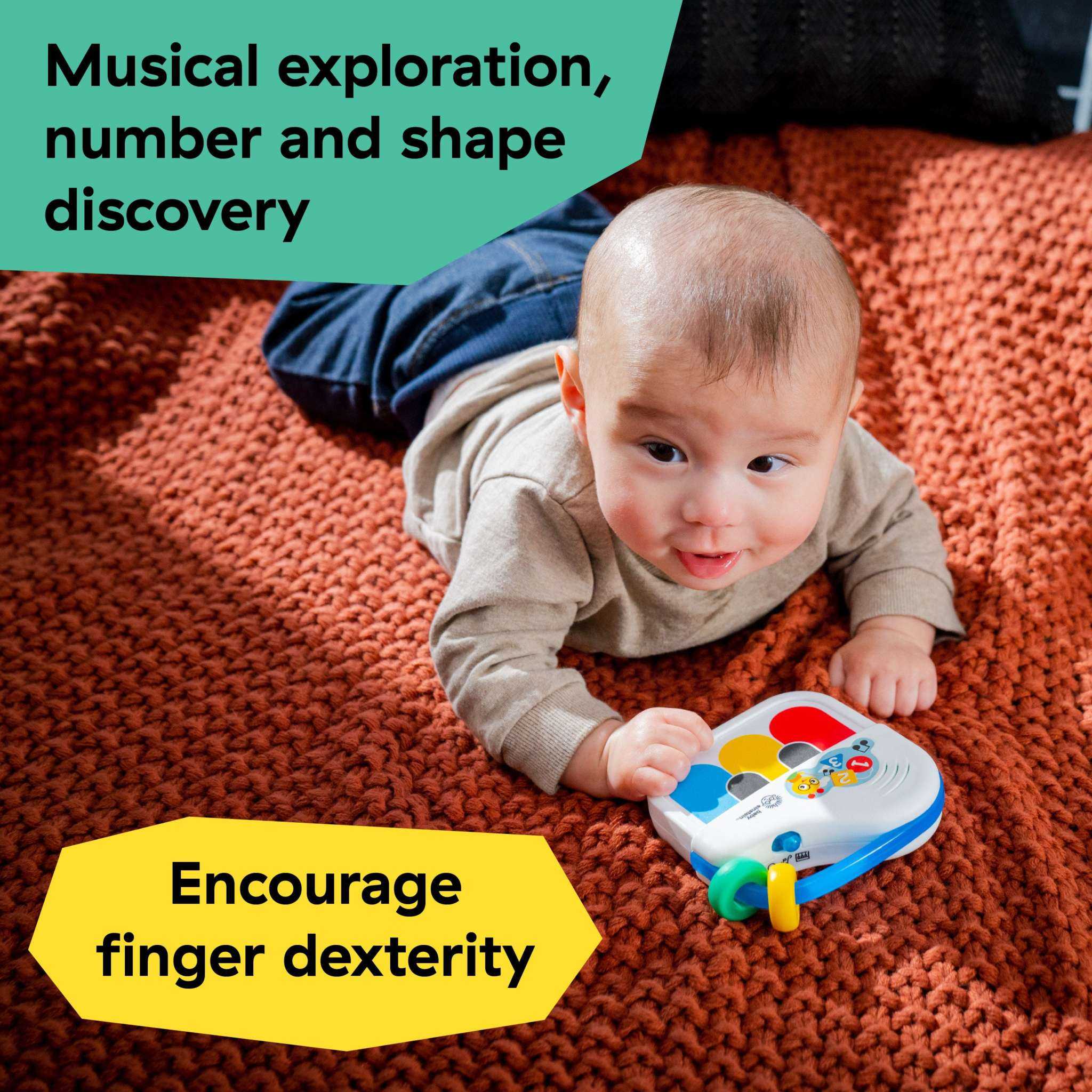 Baby handheld piano toy with magic touch keys and bead chaser for babies
