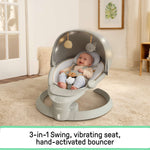 Inlighten Bounce & Sway Swing pebble shore toddler seat with canopy and toys