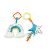 Learn-to-Sit 2-Position Seat in heather gray with cushioned support and attached toys for babies learning to sit