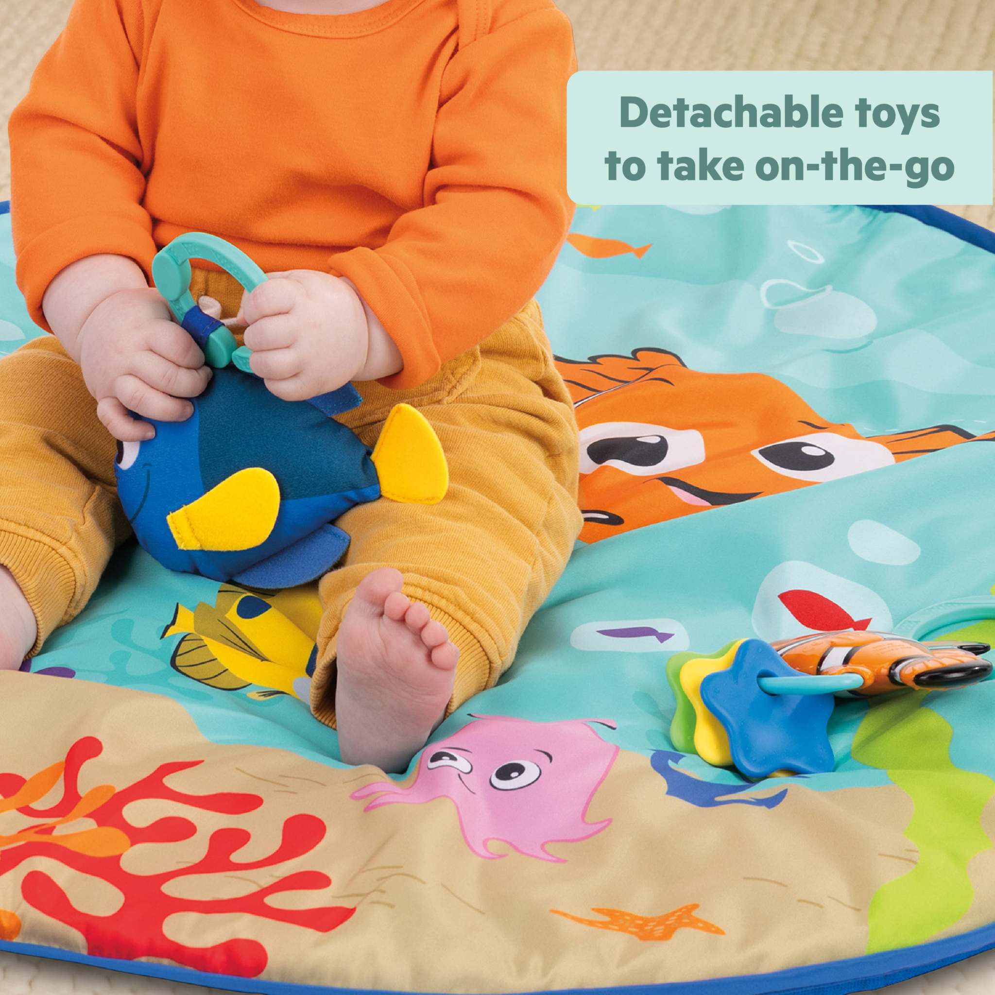 Finding Nemo Mr. Ray activity gym with lights, music, and detachable toys for baby development