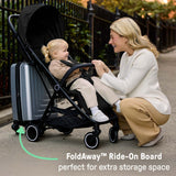 Ingenuity 3D Travelmate Pro Compact Travel Stroller with Ride-On Board, One-Hand Fold, Car Seat Compatible, Protective Canopy - Black