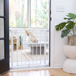 Ingenuity The Doorway 37W Series pet and baby safety gate with Quad Cam-Lock and no-drill installation in white steel finish