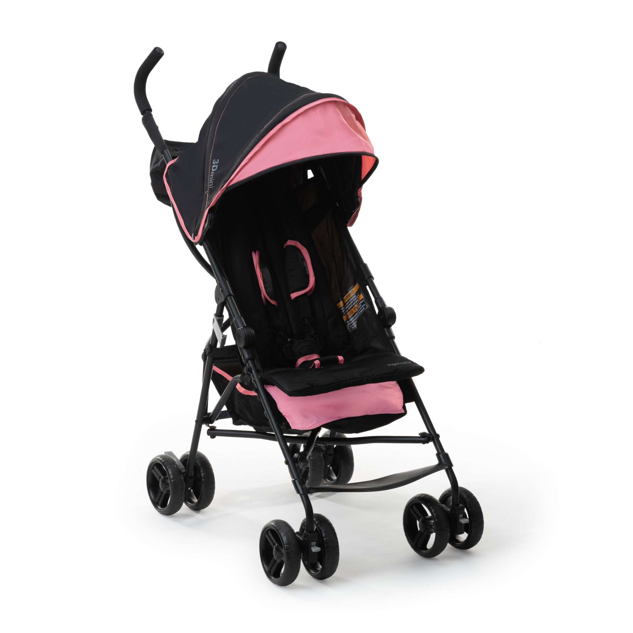 Pink 3Dmini Convenience Stroller with canopy and padded seat, ideal for travel and everyday use.