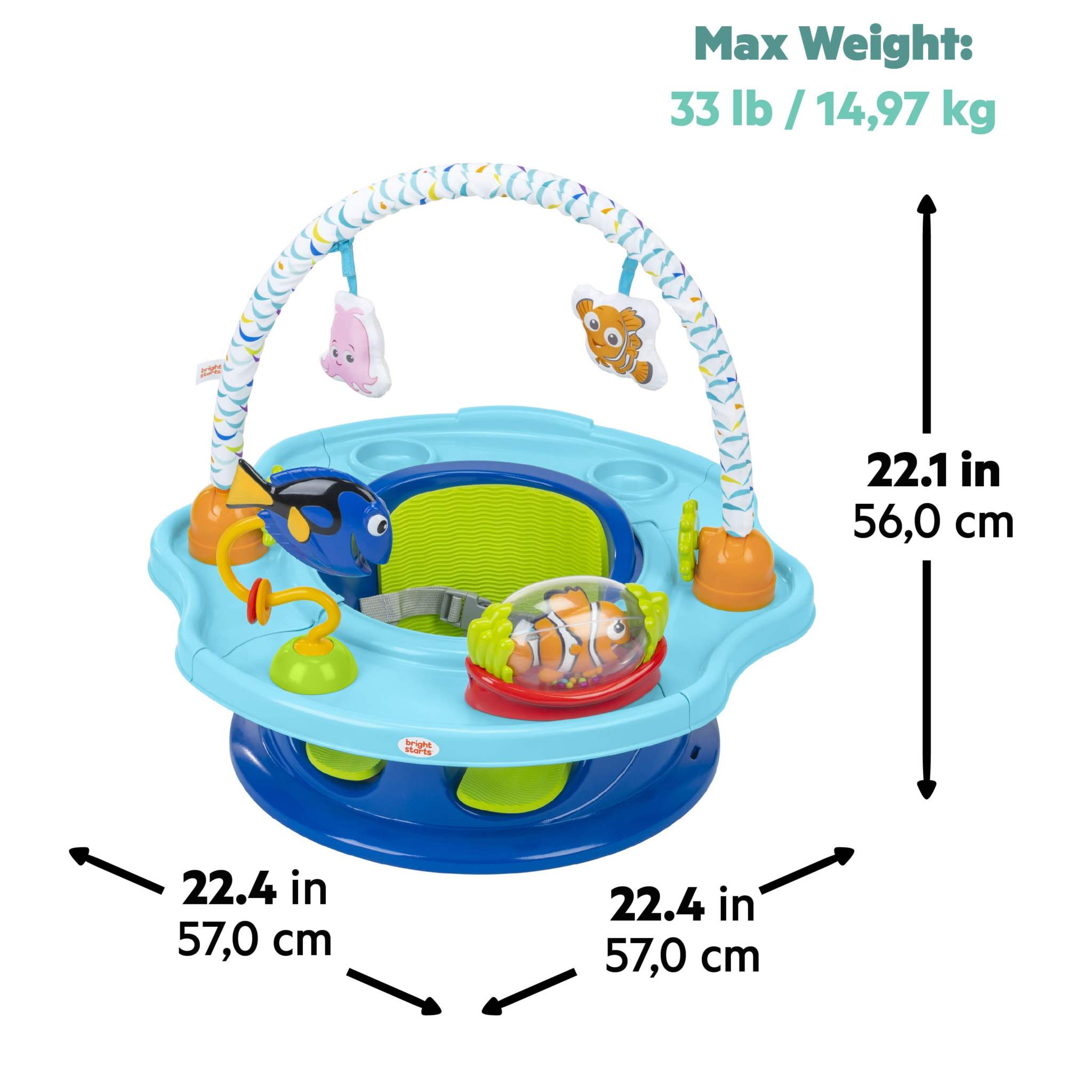 Bright Starts Disney Baby Finding Nemo 3-in-1 SuperSeat with sensory toys and rotating tray for babies 6-36 months