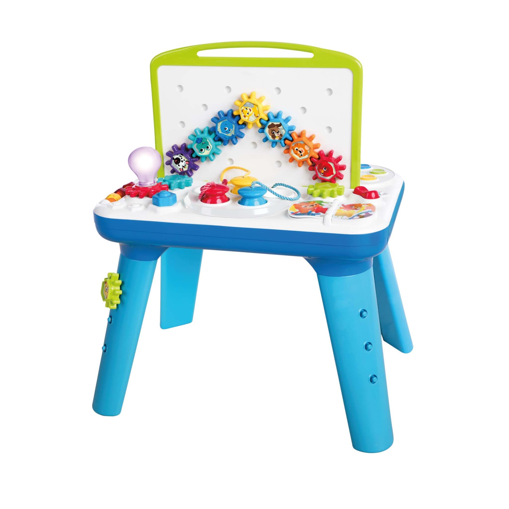 Baby Einstein Curiosity Table Activity Station with gears and color circuits.