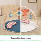 Ingenuity Cozy Spot Duvet Activity Gym with Self-Storage, Machine Washable Mat, Harbor Haven