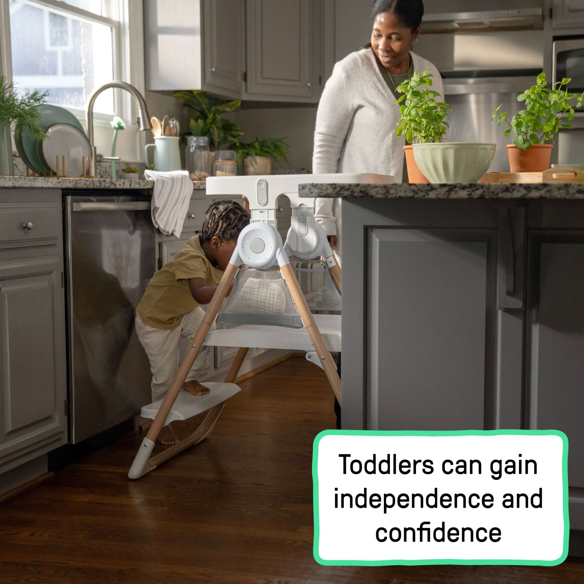 Table-to-Tower 2-in-1 Step Stool for toddler kitchen safety and independence