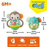Bright Starts Giggle & Rattle Gift Set, 2-PK, Monkey and Elephant