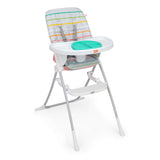 Bright Starts Dine Delight Compact Folding High Chair with 3-Section Plate, Unisex, Playful Paradise Pattern, 6M-3Y