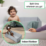 Ingenuity Tuckaway Toddler Tub, Converts Shower to Tub, Folds to Store, 12M-5Y- Grey