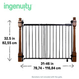 Black Ingenuity Stairway+ 46W Series safety gate for babies and pets, 32.5" tall, fits 32-48" wide spaces