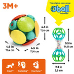 Bright Starts Wobble & Rattle Gift Set with Wobble Bobble Ball and Oball Shaker Toy for babies 3+ months
