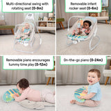 Ingenuity SimpleComfort Piano Playtime 4-in-1 Baby Swing & Rocker, 0-24M