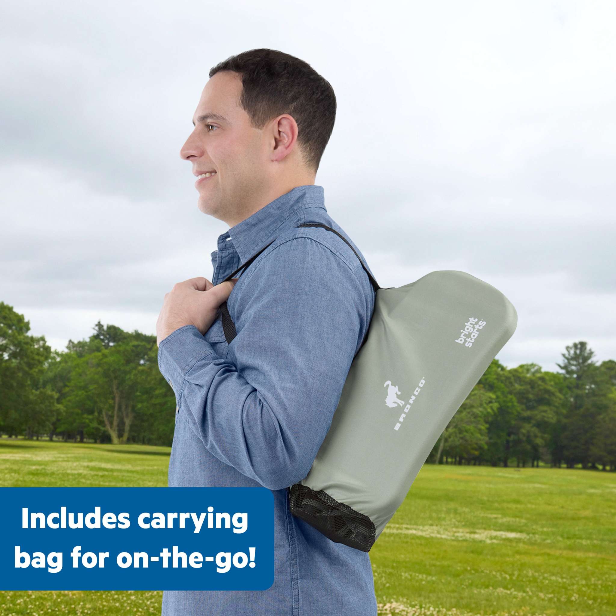 Ford Bronco Desert Grey Pop 'N Sit portable booster seat for toddlers with removable tray and camo print design