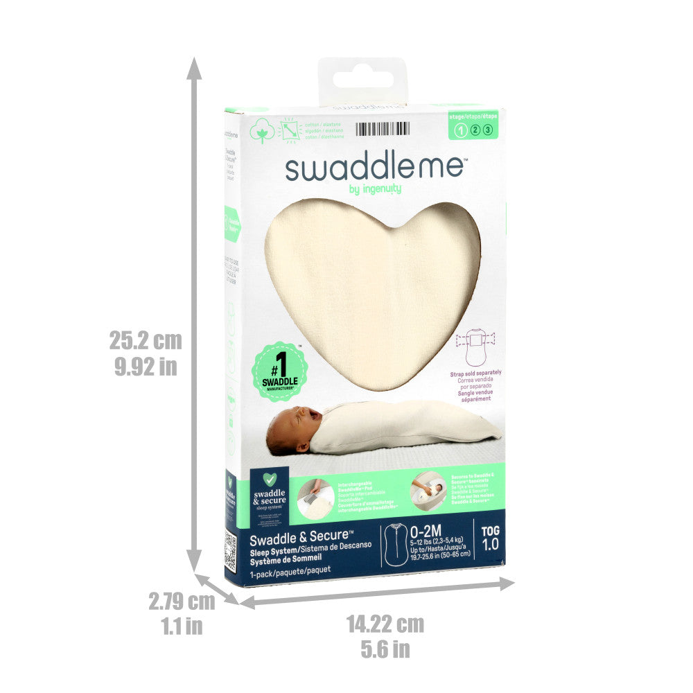 Swaddleme by Equigny Swaddle & Secure Tote 1.0 package with dimension arrows and measurements showing 25.