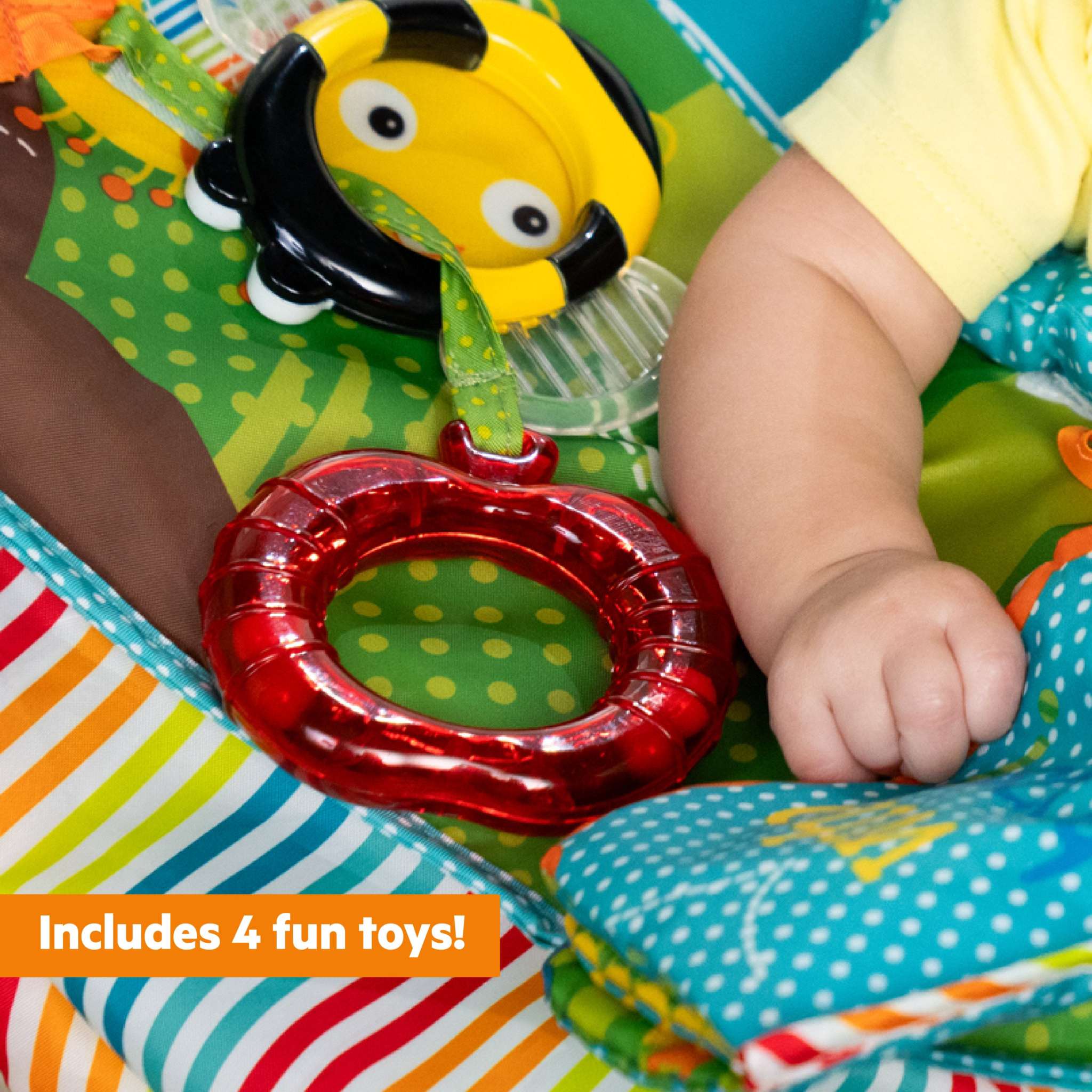 Bright Starts Pop 'N Jump portable baby jumper with owl forest theme and removable canopy