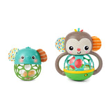 Bright Starts Giggle & Rattle Gift Set, 2-PK, Monkey and Elephant