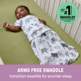 SwaddleMe by Ingenuity Arms Free Convertible Baby Swaddle, Size 3-6 Months, 14-18 Pounds - Dashed Lines