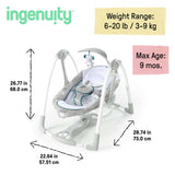 Ingenuity ConvertMe 2-in-1 Compact Portable Baby Swing 2 Infant Seat, Nash