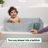 Ingenuity Tuckaway Toddler Tub, Converts Shower to Tub, Folds to Store, 12M-5Y- Grey