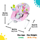 Bright Starts Pink Paradise Vibrating Baby Bouncer, Newborn +