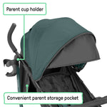 Lightweight 3Dlite Jewel stroller with steel frame, multi-position recline, oversized canopy, and storage basket